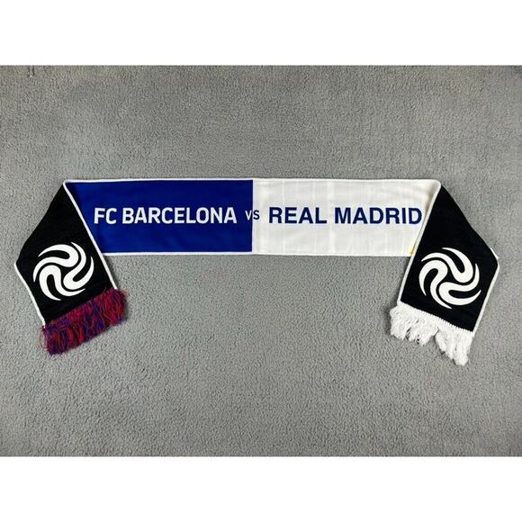 FC Barcelona vs Real Madrid Soccer Champions Tour Match-Up Reversible 62x8 Scarf - Picture 1 of 16